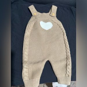 Beige White Heart Overalls
